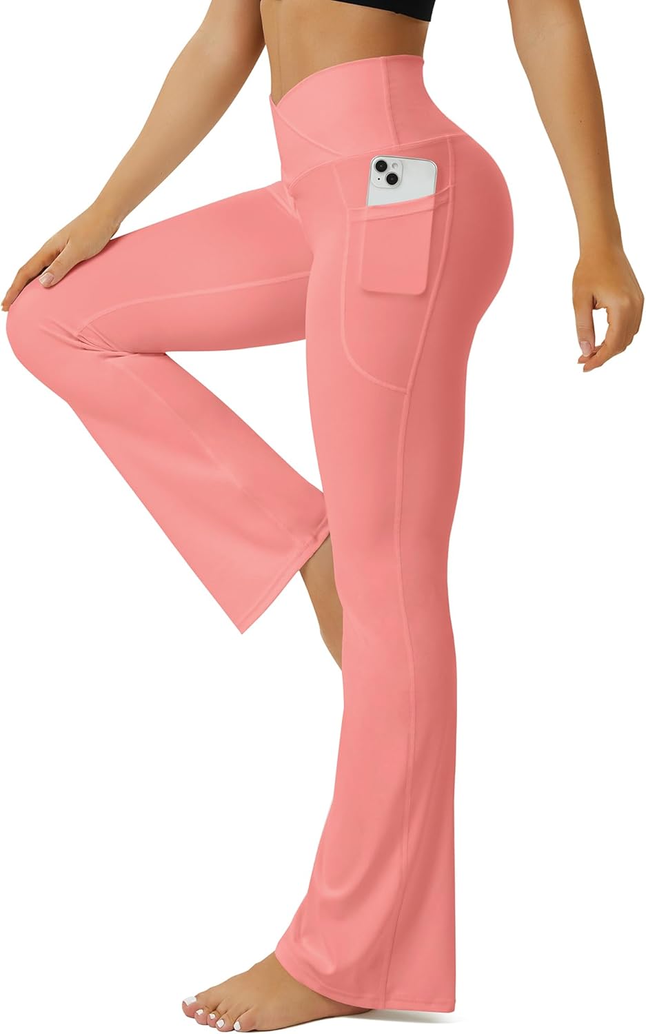 Yoga Pants Women, Flare Leggings for Women with Pockets Crossover High Waisted Bootcut Yoga Pants