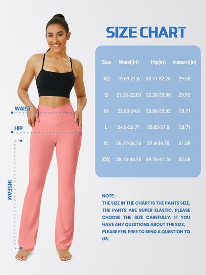 Yoga Pants Women, Flare Leggings for Women with Pockets Crossover High Waisted Bootcut Yoga Pants