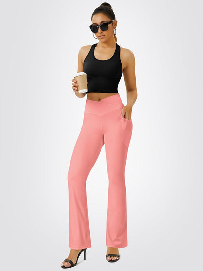 Yoga Pants Women, Flare Leggings for Women with Pockets Crossover High Waisted Bootcut Yoga Pants