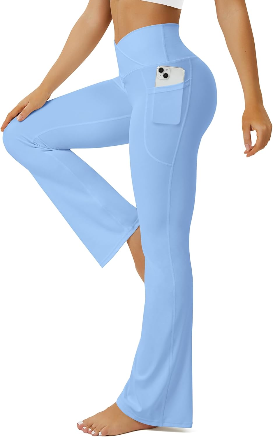 Yoga Pants Women, Flare Leggings for Women with Pockets Crossover High Waisted Bootcut Yoga Pants