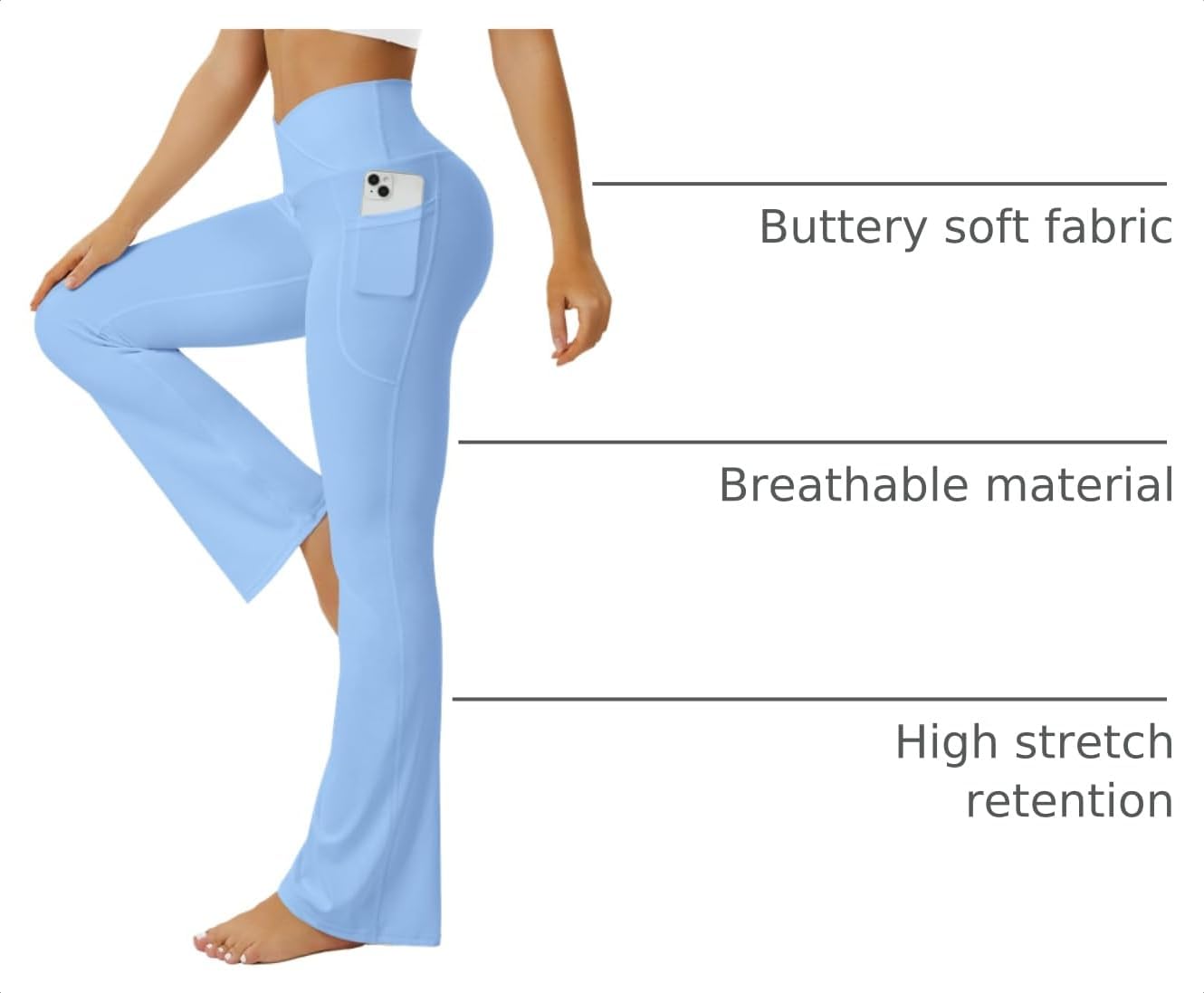 Yoga Pants Women, Flare Leggings for Women with Pockets Crossover High Waisted Bootcut Yoga Pants