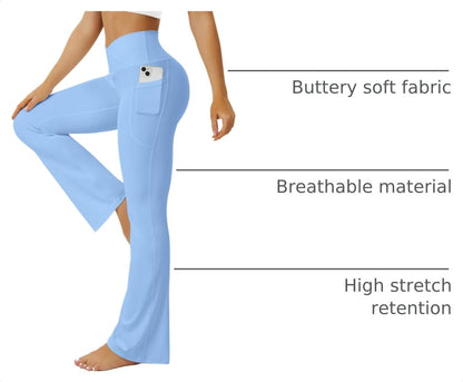 Yoga Pants Women, Flare Leggings for Women with Pockets Crossover High Waisted Bootcut Yoga Pants