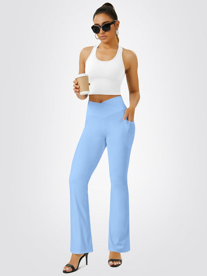 Yoga Pants Women, Flare Leggings for Women with Pockets Crossover High Waisted Bootcut Yoga Pants