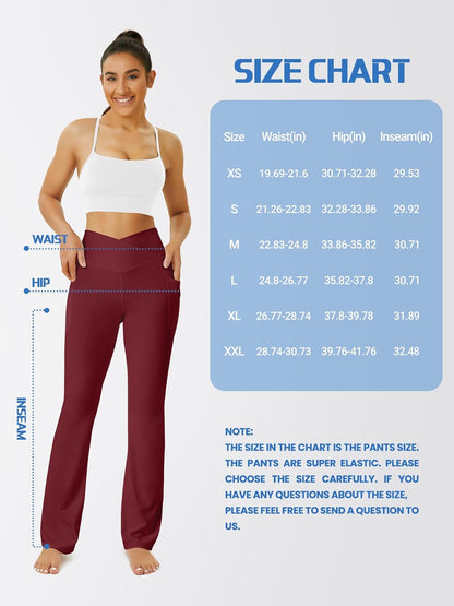 Yoga Pants Women, Flare Leggings for Women with Pockets Crossover High Waisted Bootcut Yoga Pants