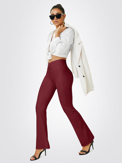Yoga Pants Women, Flare Leggings for Women with Pockets Crossover High Waisted Bootcut Yoga Pants