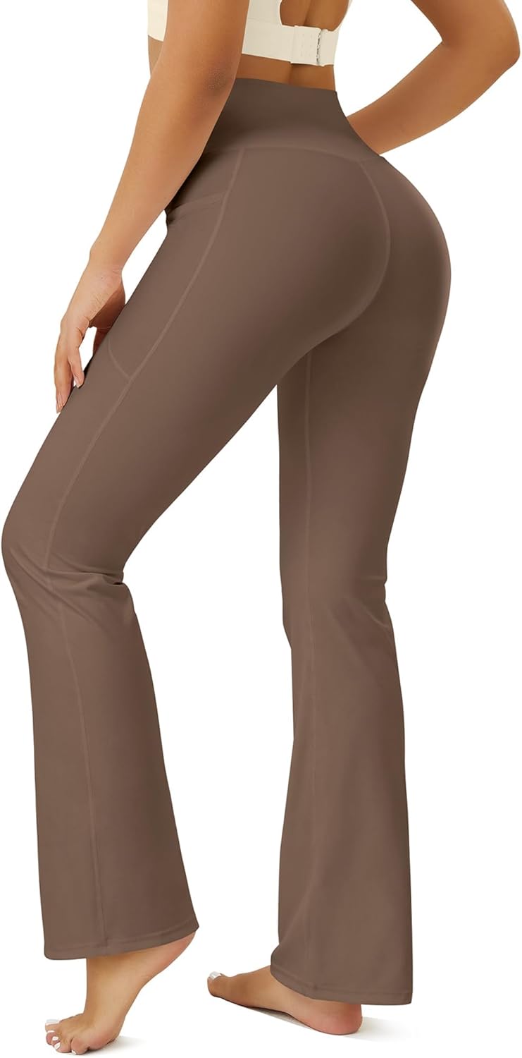 Yoga Pants Women, Flare Leggings for Women with Pockets Crossover High Waisted Bootcut Yoga Pants