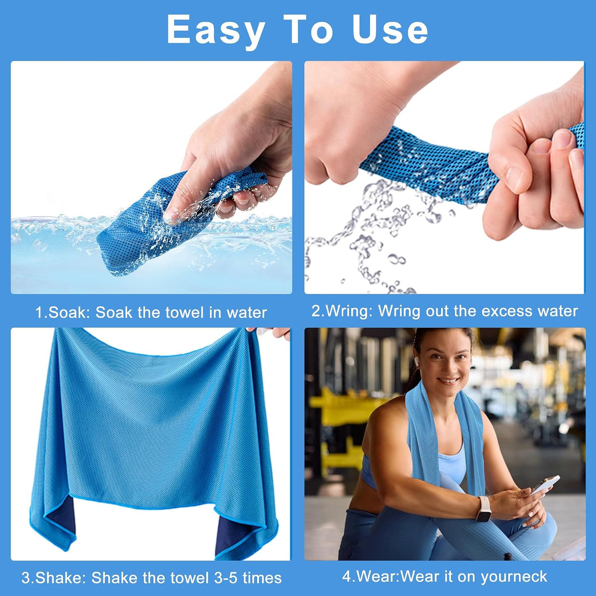 4Pack Cooling Towel 40"x12" Cooling Neck Wraps,Soft Breathable ChillyTowel