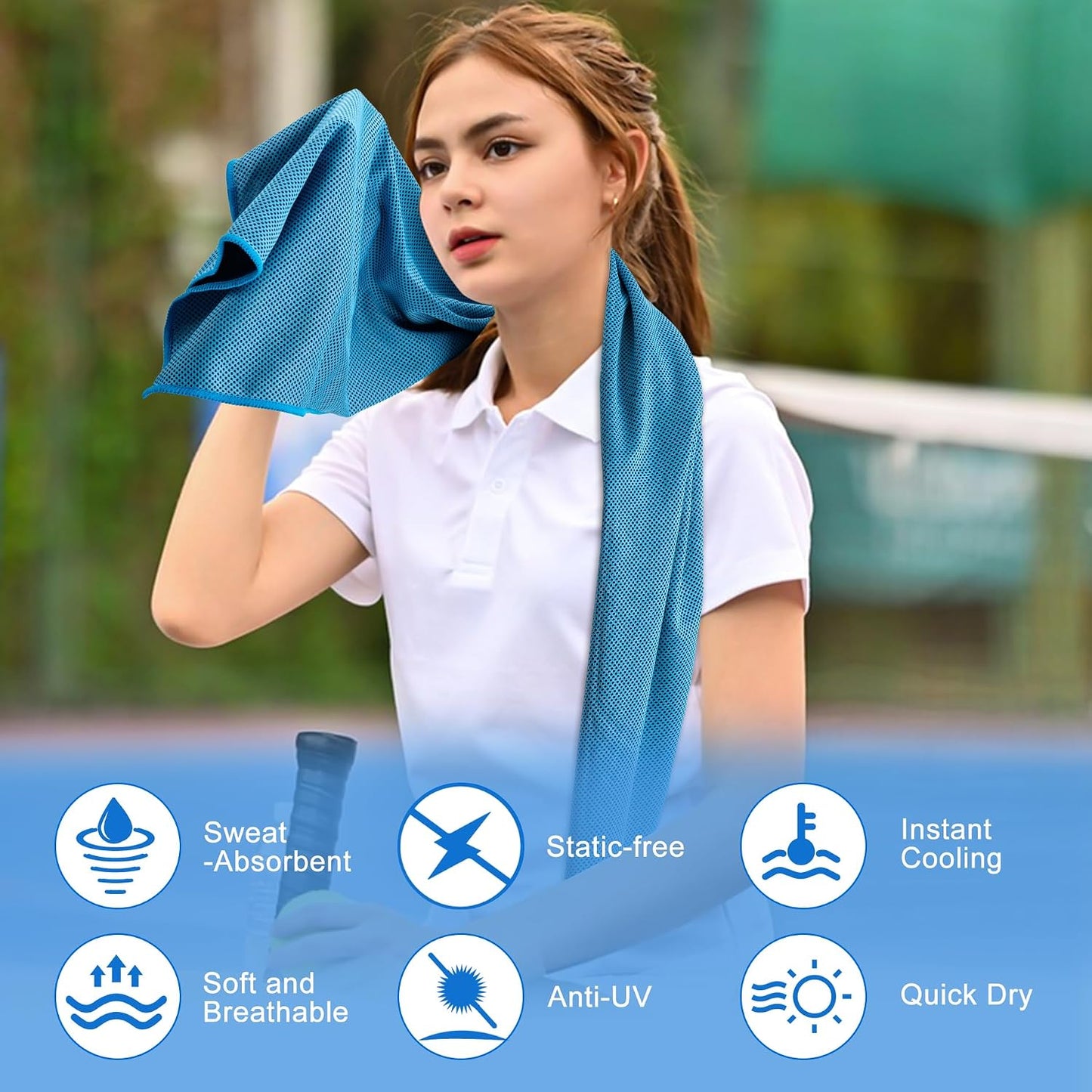 4Pack Cooling Towel 40"x12" Cooling Neck Wraps,Soft Breathable ChillyTowel