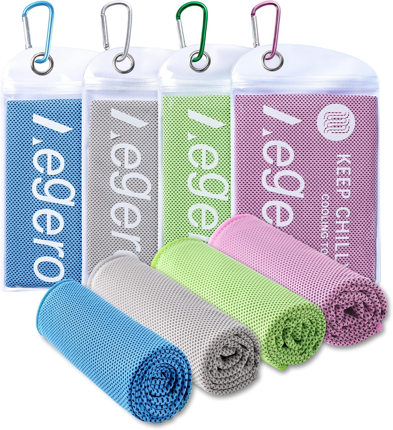 4Pack Cooling Towel 40"x12" Cooling Neck Wraps,Soft Breathable ChillyTowel