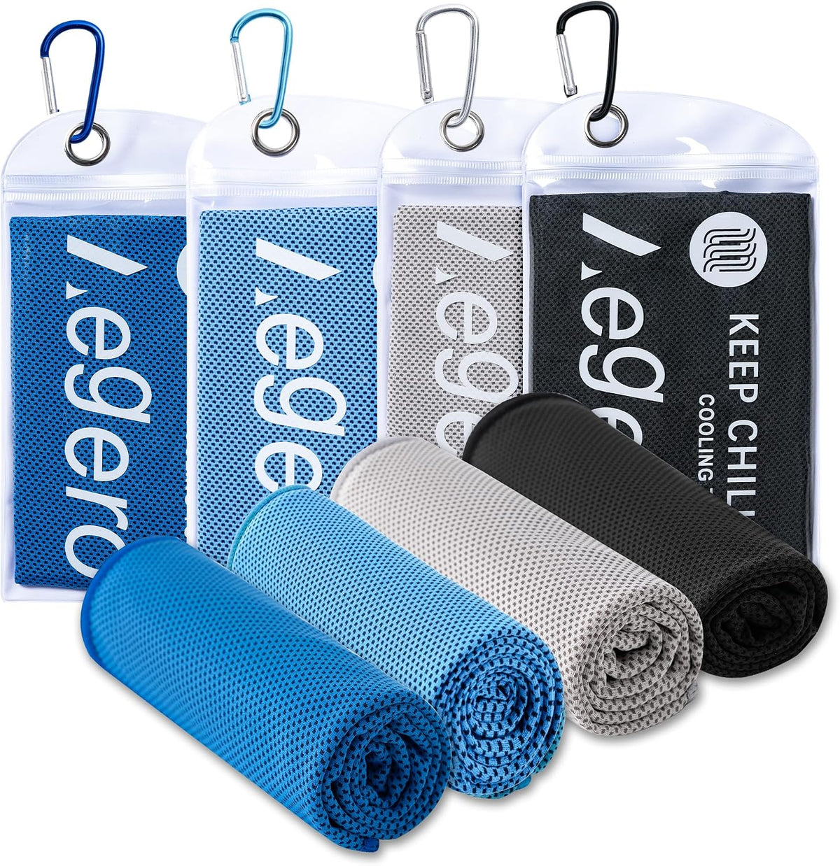 4Pack Cooling Towel 40"x12" Cooling Neck Wraps,Soft Breathable ChillyTowel