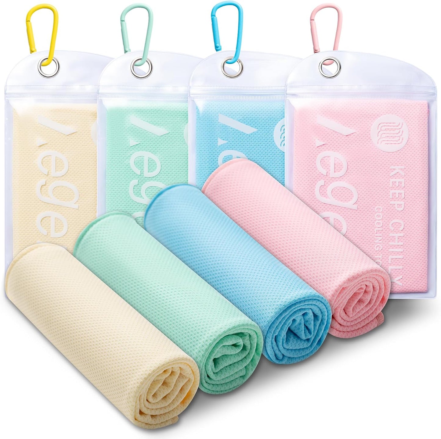 4Pack Cooling Towel 40"x12" Cooling Neck Wraps,Soft Breathable ChillyTowel