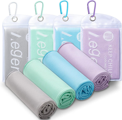 4Pack Cooling Towel 40"x12" Cooling Neck Wraps,Soft Breathable ChillyTowel
