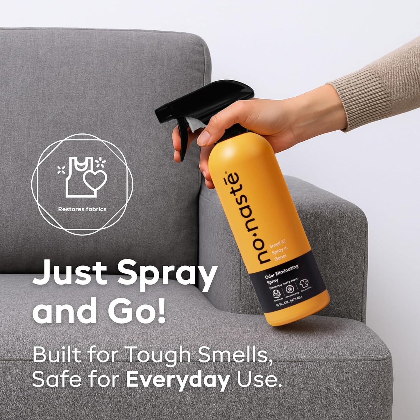 Odor Eliminating Spray for Shoes, Gym Bags, Sports Gear & Yoga (16 Oz, Pack of 1) | Long-Lasting Fabric Refresher with Enzymes | Shoe Deodorizer & Gym Bag Deodorizer, Fabric-Safe