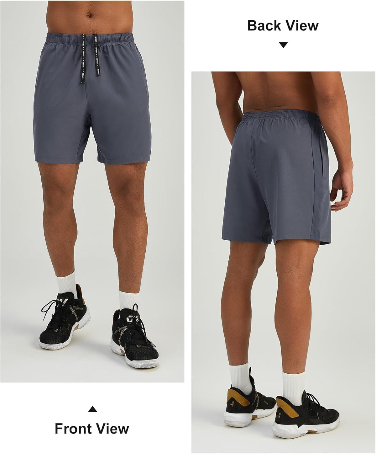 Mens 7'' Lightweight Athletic Shorts Quick Dry Gym Workout Running Shorts with Zipper Pockets