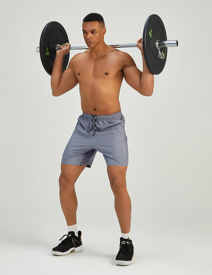 Mens 7'' Lightweight Athletic Shorts Quick Dry Gym Workout Running Shorts with Zipper Pockets