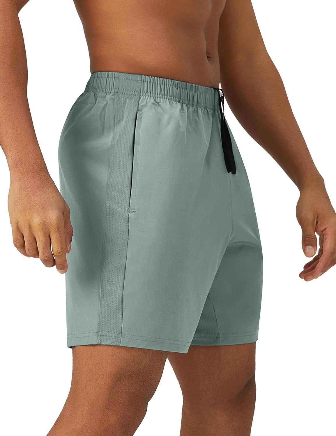 Mens 7'' Lightweight Athletic Shorts Quick Dry Gym Workout Running Shorts with Zipper Pockets
