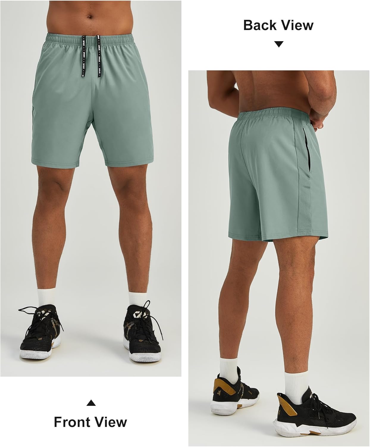 Mens 7'' Lightweight Athletic Shorts Quick Dry Gym Workout Running Shorts with Zipper Pockets