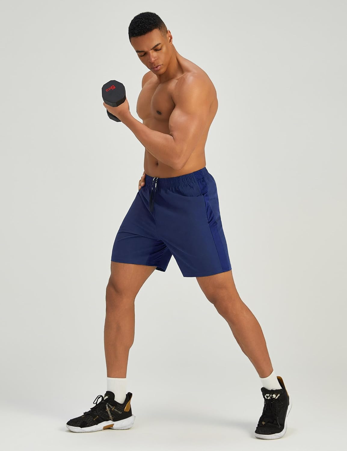 Mens 7'' Lightweight Athletic Shorts Quick Dry Gym Workout Running Shorts with Zipper Pockets