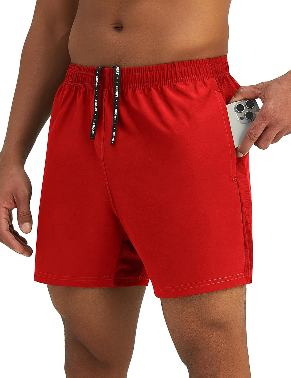 Mens 7'' Lightweight Athletic Shorts Quick Dry Gym Workout Running Shorts with Zipper Pockets
