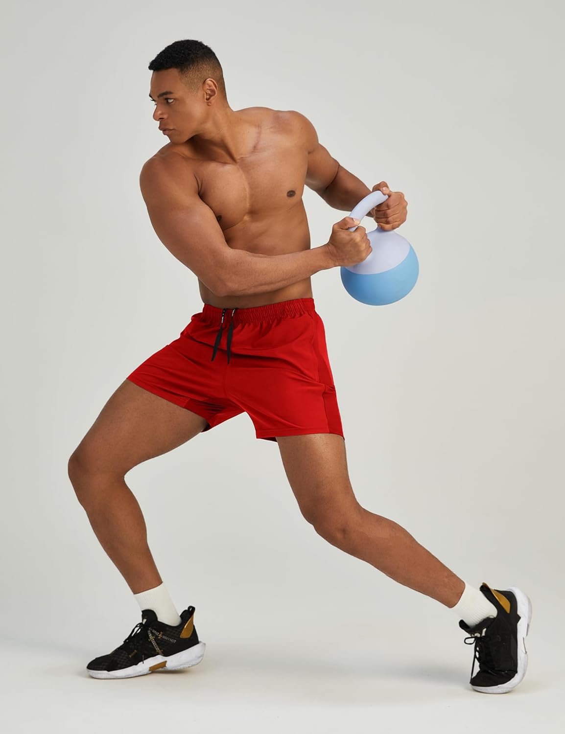 Mens 7'' Lightweight Athletic Shorts Quick Dry Gym Workout Running Shorts with Zipper Pockets