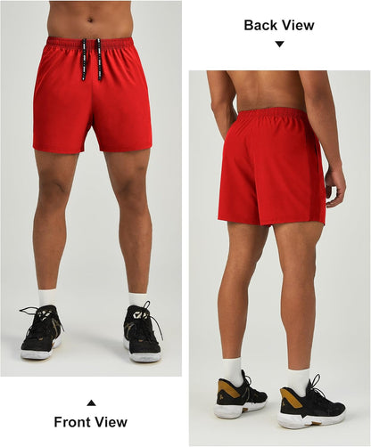 Mens 7'' Lightweight Athletic Shorts Quick Dry Gym Workout Running Shorts with Zipper Pockets