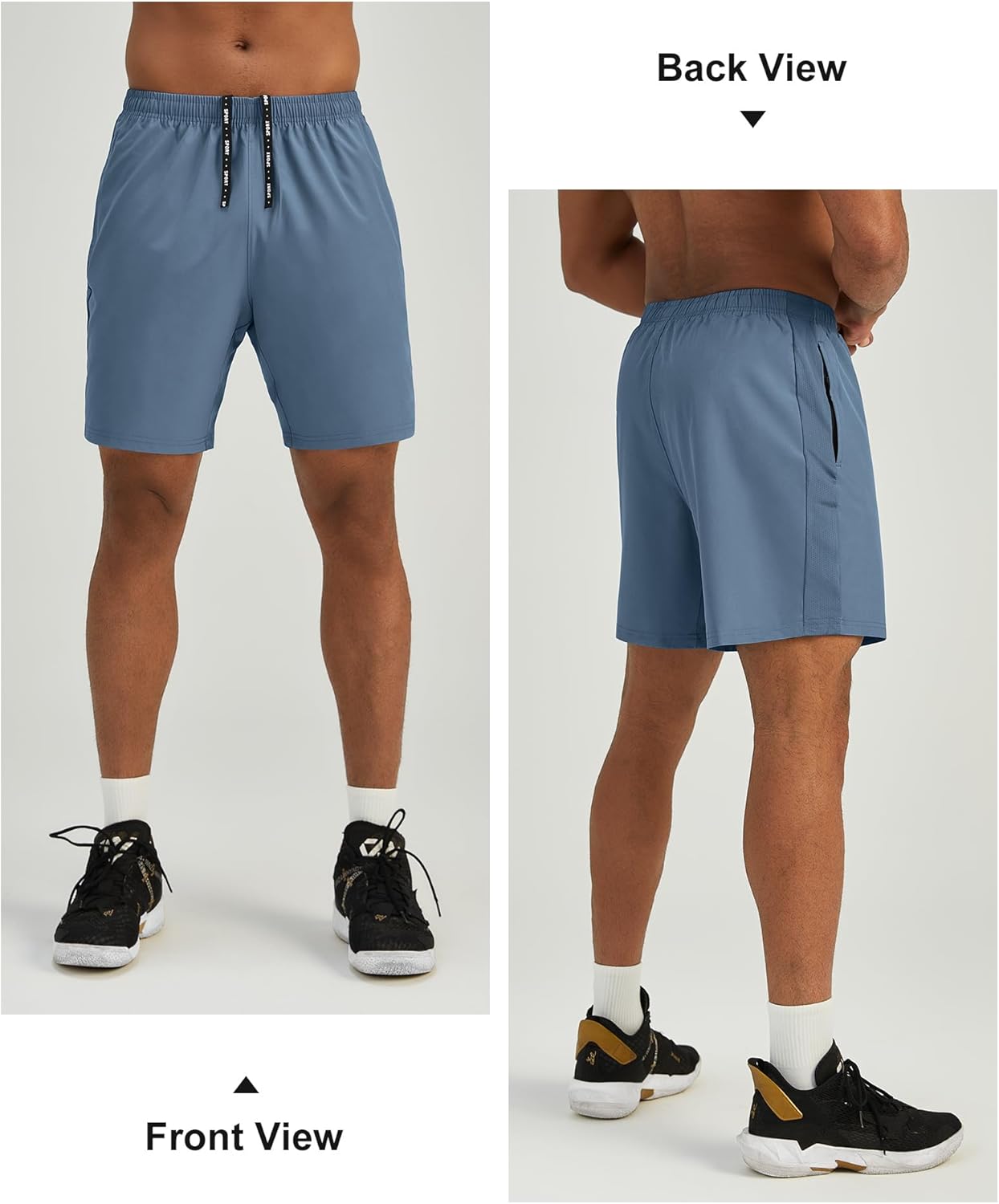 Mens 7'' Lightweight Athletic Shorts Quick Dry Gym Workout Running Shorts with Zipper Pockets
