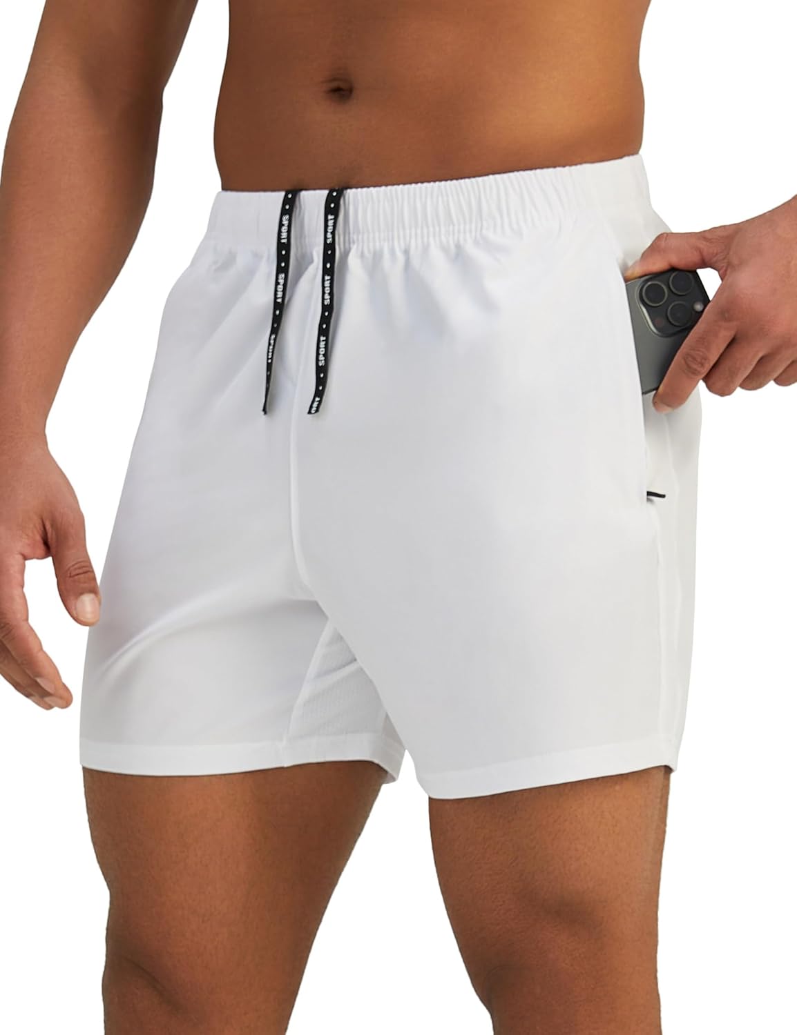 Mens 7'' Lightweight Athletic Shorts Quick Dry Gym Workout Running Shorts with Zipper Pockets