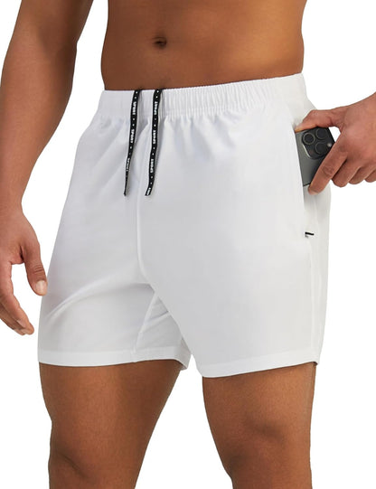 Mens 7'' Lightweight Athletic Shorts Quick Dry Gym Workout Running Shorts with Zipper Pockets