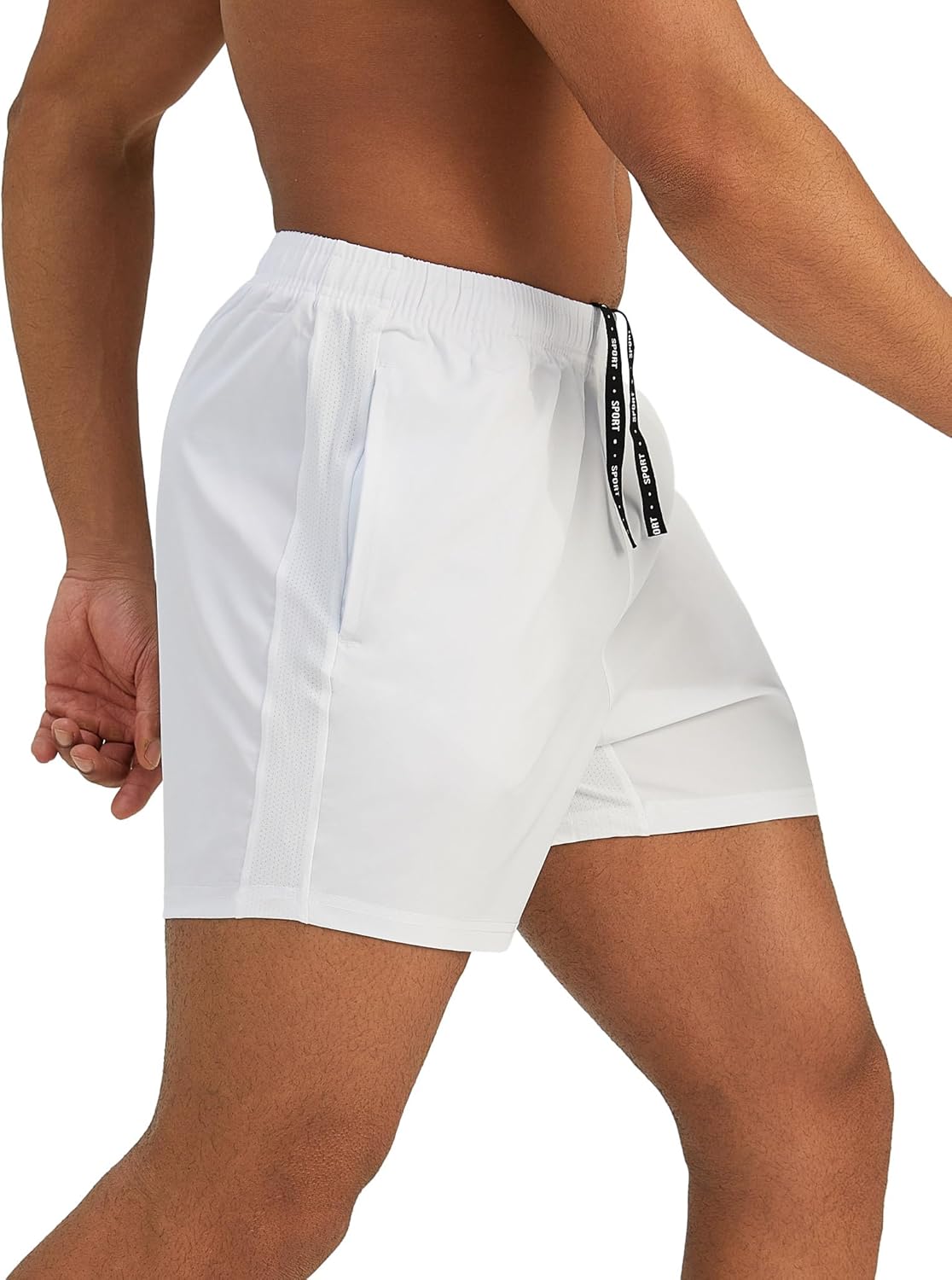 Mens 7'' Lightweight Athletic Shorts Quick Dry Gym Workout Running Shorts with Zipper Pockets