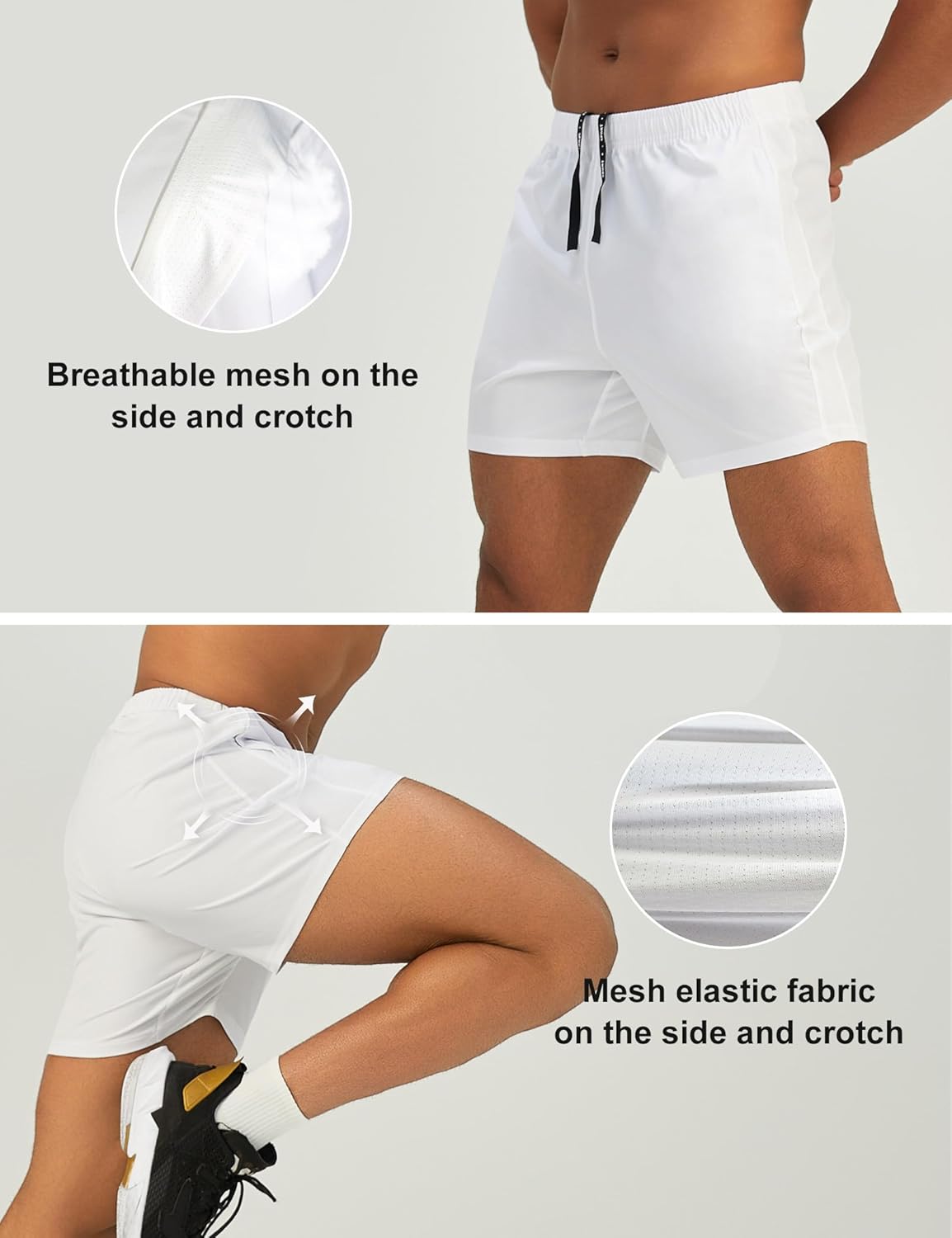 Mens 7'' Lightweight Athletic Shorts Quick Dry Gym Workout Running Shorts with Zipper Pockets