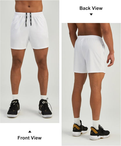 Mens 7'' Lightweight Athletic Shorts Quick Dry Gym Workout Running Shorts with Zipper Pockets