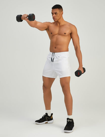 Mens 7'' Lightweight Athletic Shorts Quick Dry Gym Workout Running Shorts with Zipper Pockets