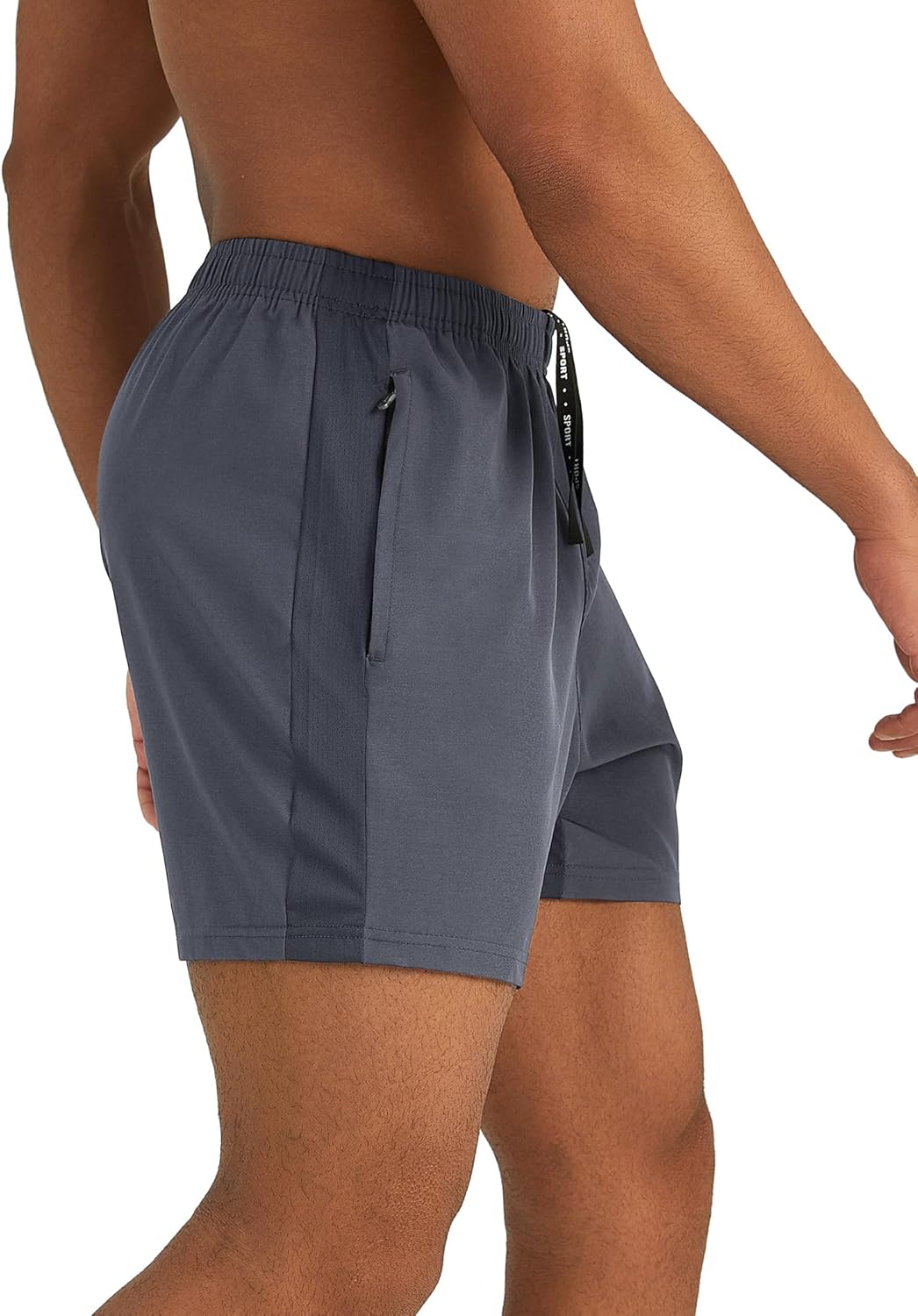 Mens 7'' Lightweight Athletic Shorts Quick Dry Gym Workout Running Shorts with Zipper Pockets