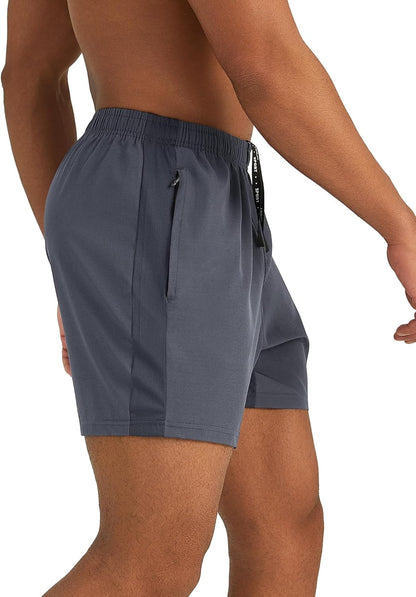 Mens 7'' Lightweight Athletic Shorts Quick Dry Gym Workout Running Shorts with Zipper Pockets
