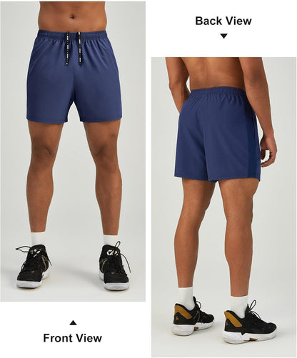 Mens 7'' Lightweight Athletic Shorts Quick Dry Gym Workout Running Shorts with Zipper Pockets
