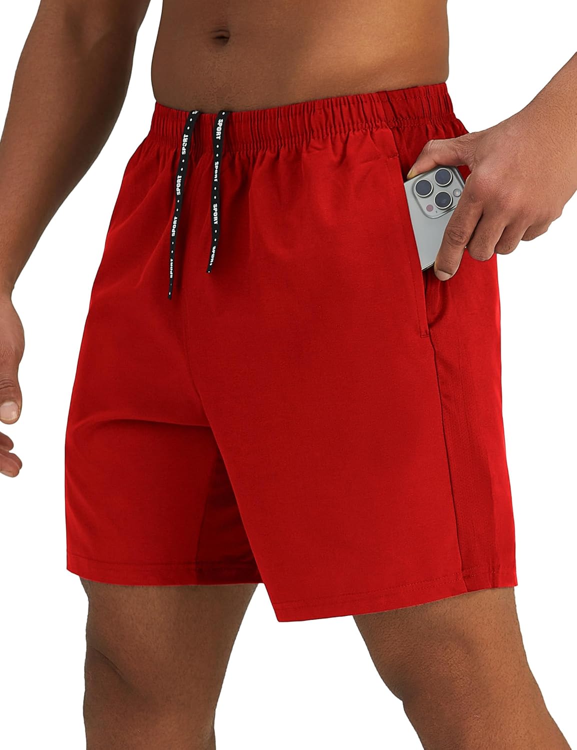Mens 7'' Lightweight Athletic Shorts Quick Dry Gym Workout Running Shorts with Zipper Pockets