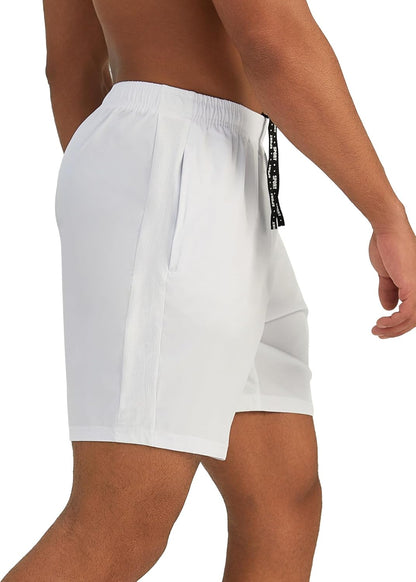 Mens 7'' Lightweight Athletic Shorts Quick Dry Gym Workout Running Shorts with Zipper Pockets