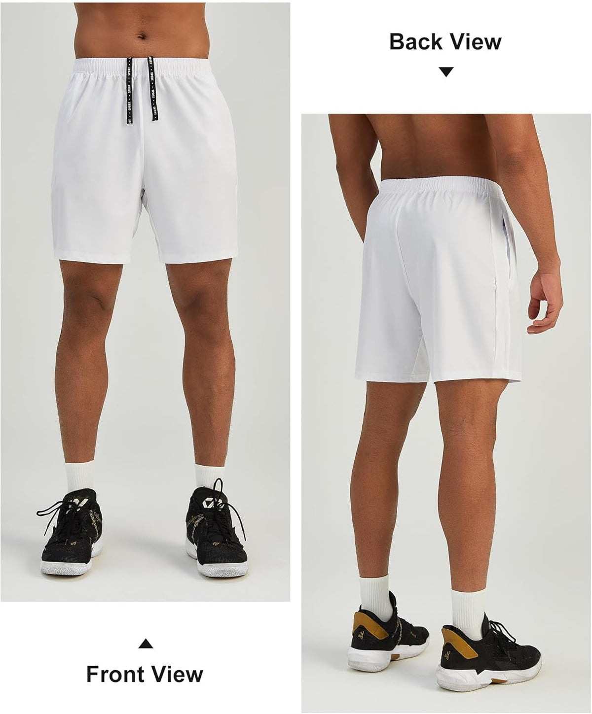 Mens 7'' Lightweight Athletic Shorts Quick Dry Gym Workout Running Shorts with Zipper Pockets