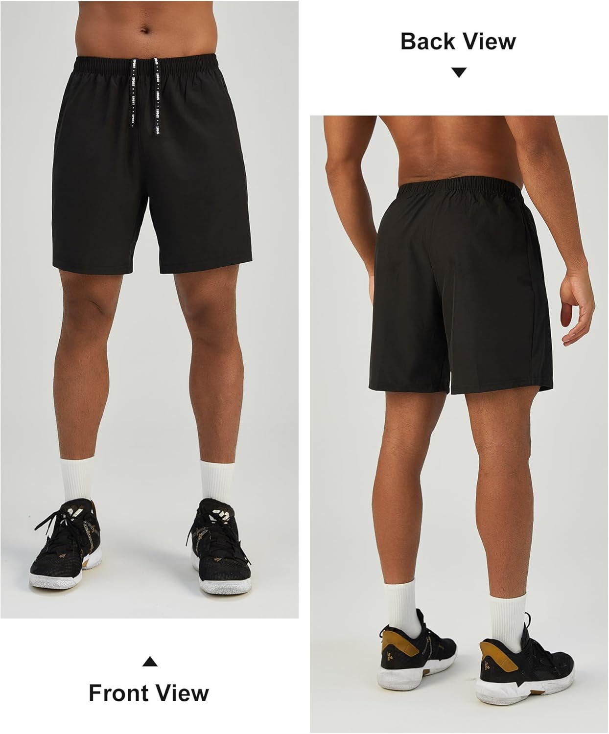 Mens 7'' Lightweight Athletic Shorts Quick Dry Gym Workout Running Shorts with Zipper Pockets