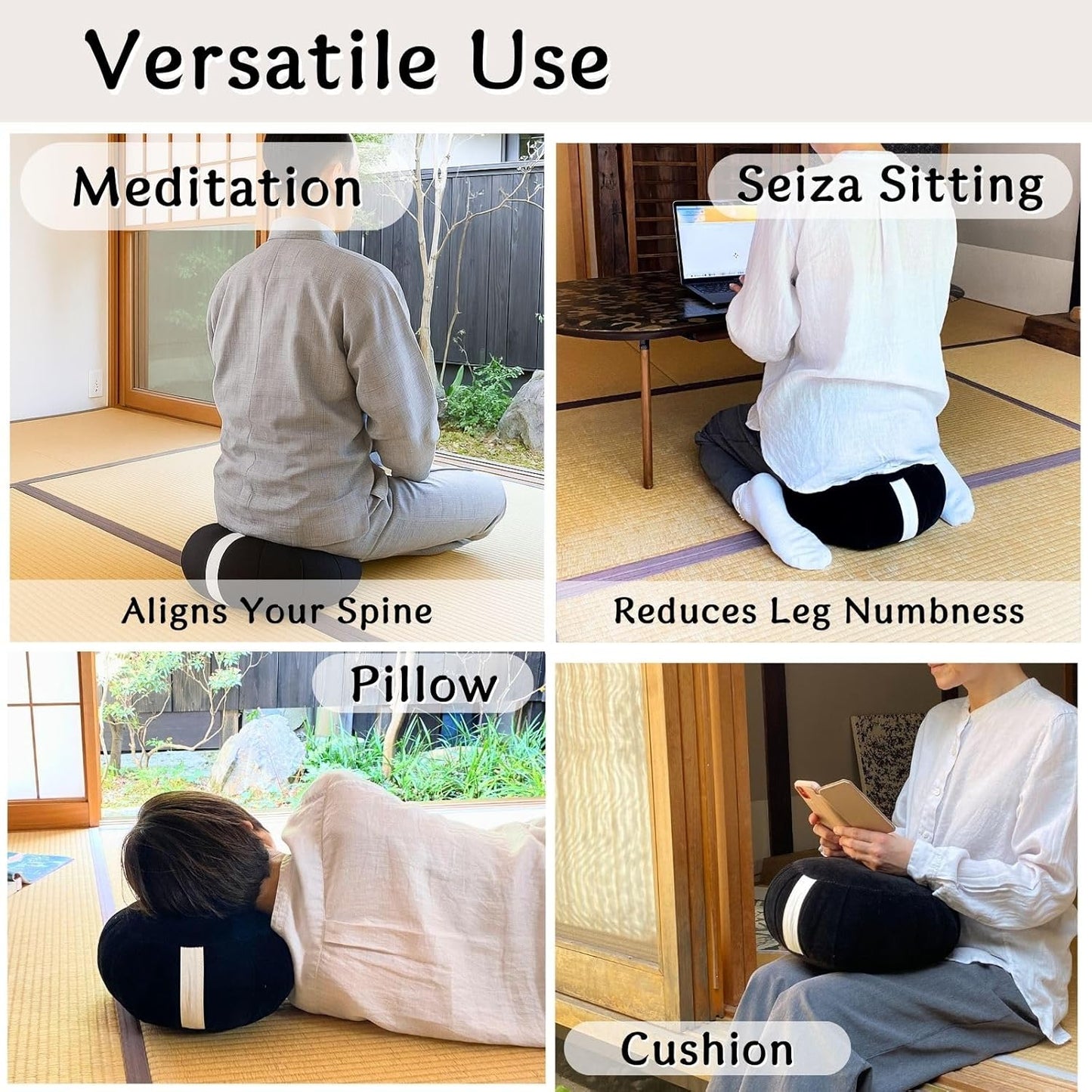 Zafu Meditation Cushion Japan Made | Authentic Zen Temple Style Zazen Seat – Firm Kapok Filling for Mindfulness, Yoga & Posture Support For Adults