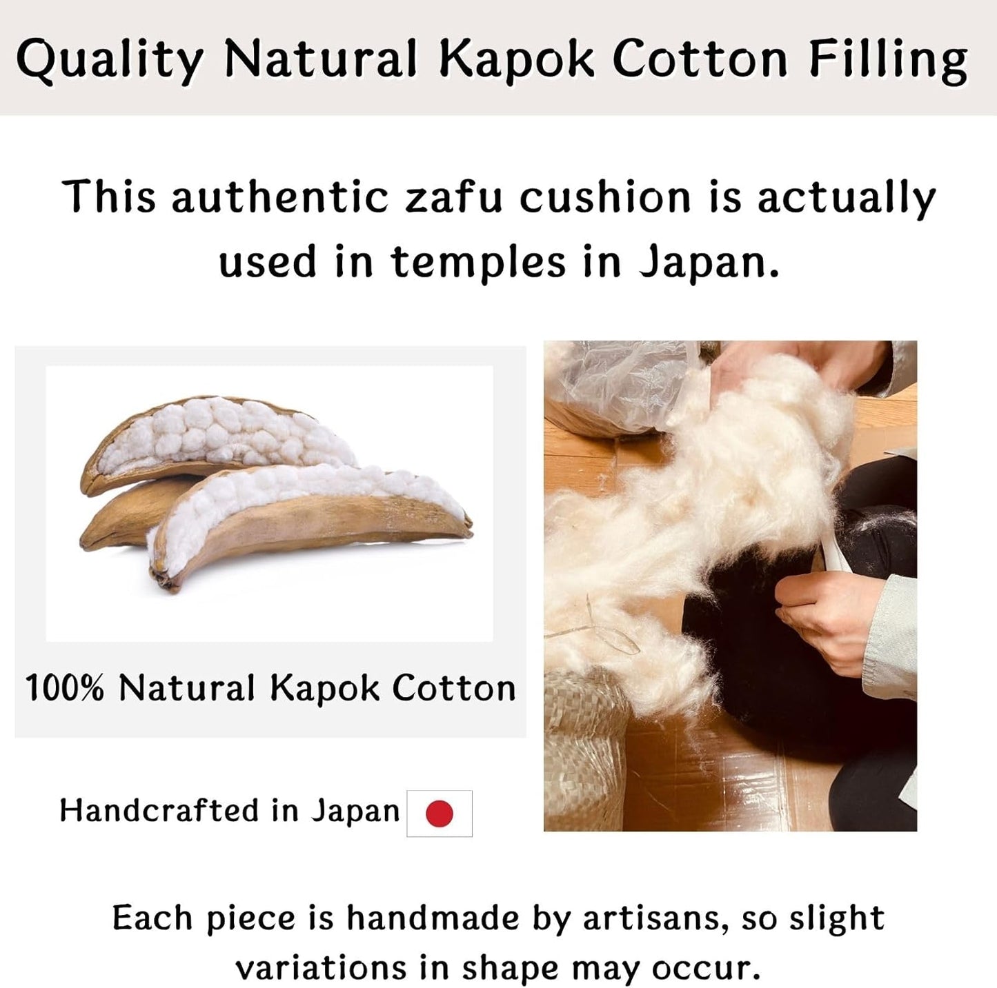 Zafu Meditation Cushion Japan Made | Authentic Zen Temple Style Zazen Seat – Firm Kapok Filling for Mindfulness, Yoga & Posture Support For Adults