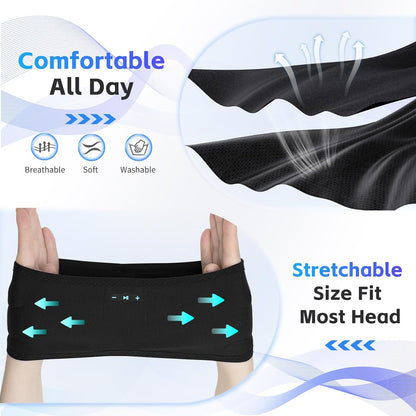 Sleep Headphones Bluetooth 6.0 Headband for Side Sleeper (Black)