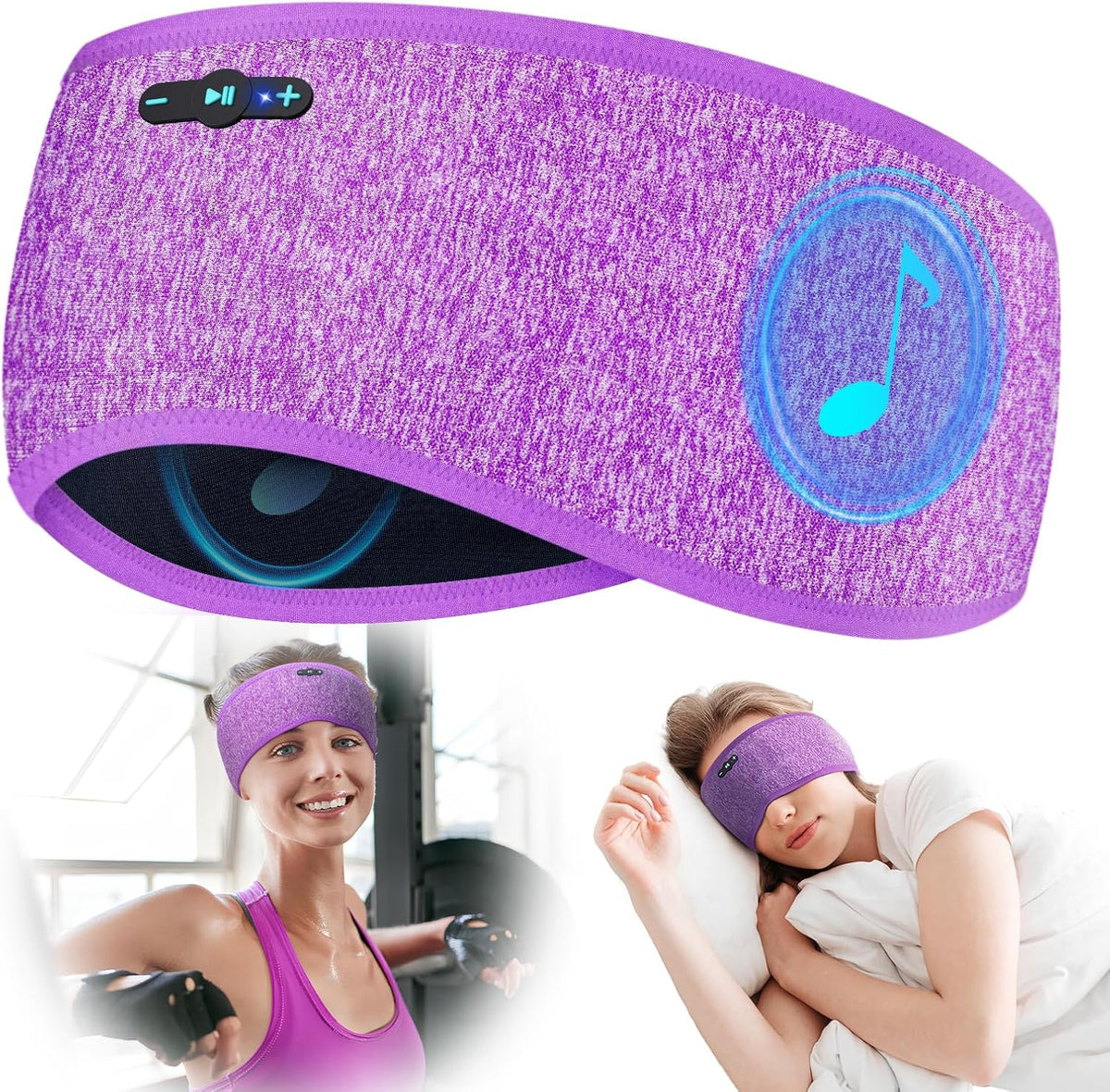 Sleep Headphones Bluetooth 6.0 Headband for Side Sleeper (Black)