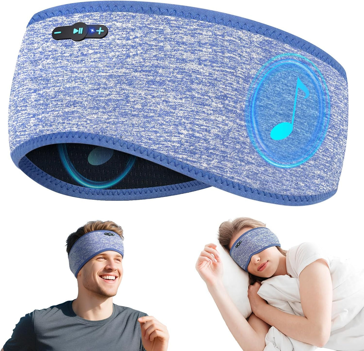 Sleep Headphones Bluetooth 6.0 Headband for Side Sleeper (Black)