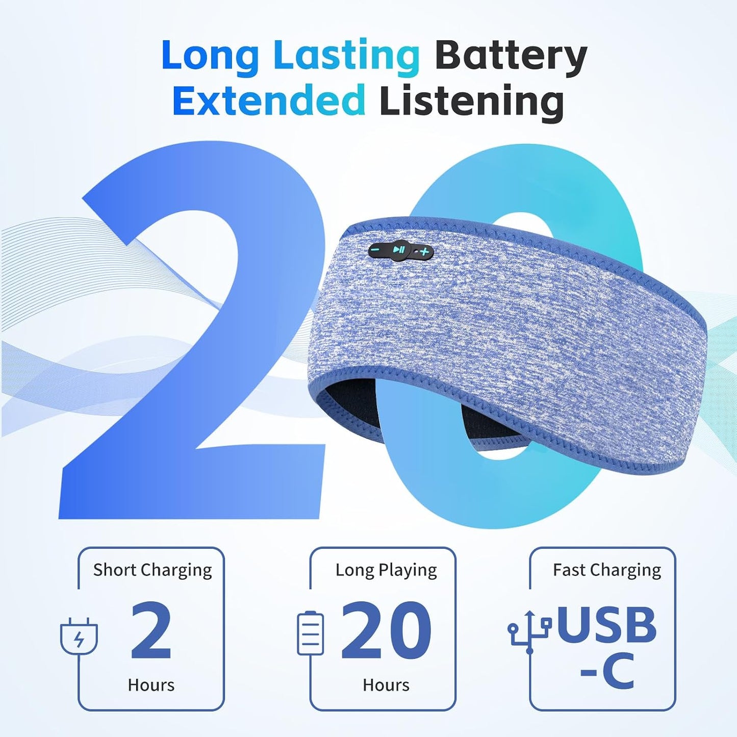 Sleep Headphones Bluetooth 6.0 Headband for Side Sleeper (Black)