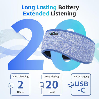 Sleep Headphones Bluetooth 6.0 Headband for Side Sleeper (Black)