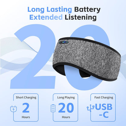Sleep Headphones Bluetooth 6.0 Headband for Side Sleeper (Black)