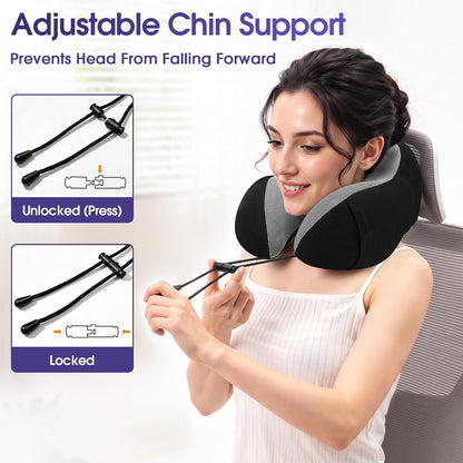 Neck Pillow for Airplanes, Memory Foam Travel Pillow, Black