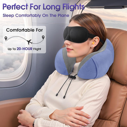 Neck Pillow for Airplanes, Memory Foam Travel Pillow, Black