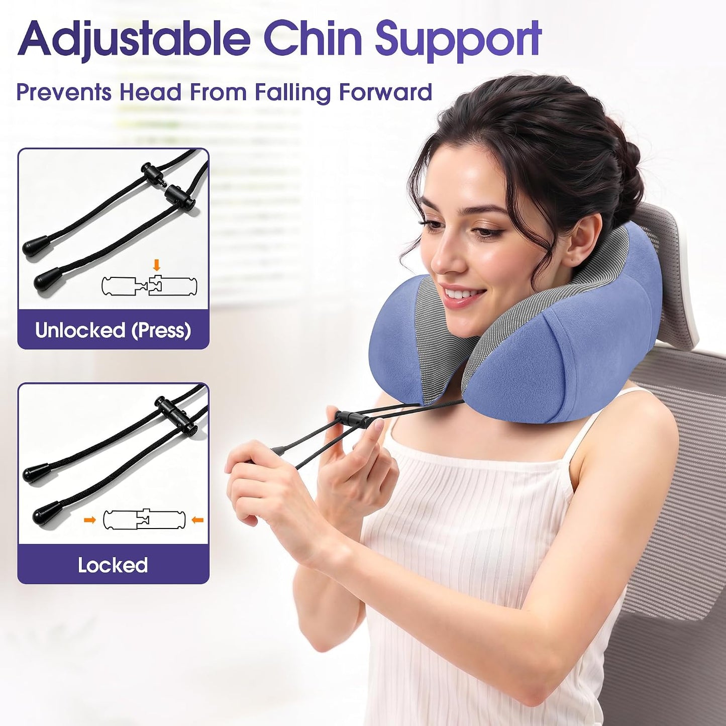 Neck Pillow for Airplanes, Memory Foam Travel Pillow, Black